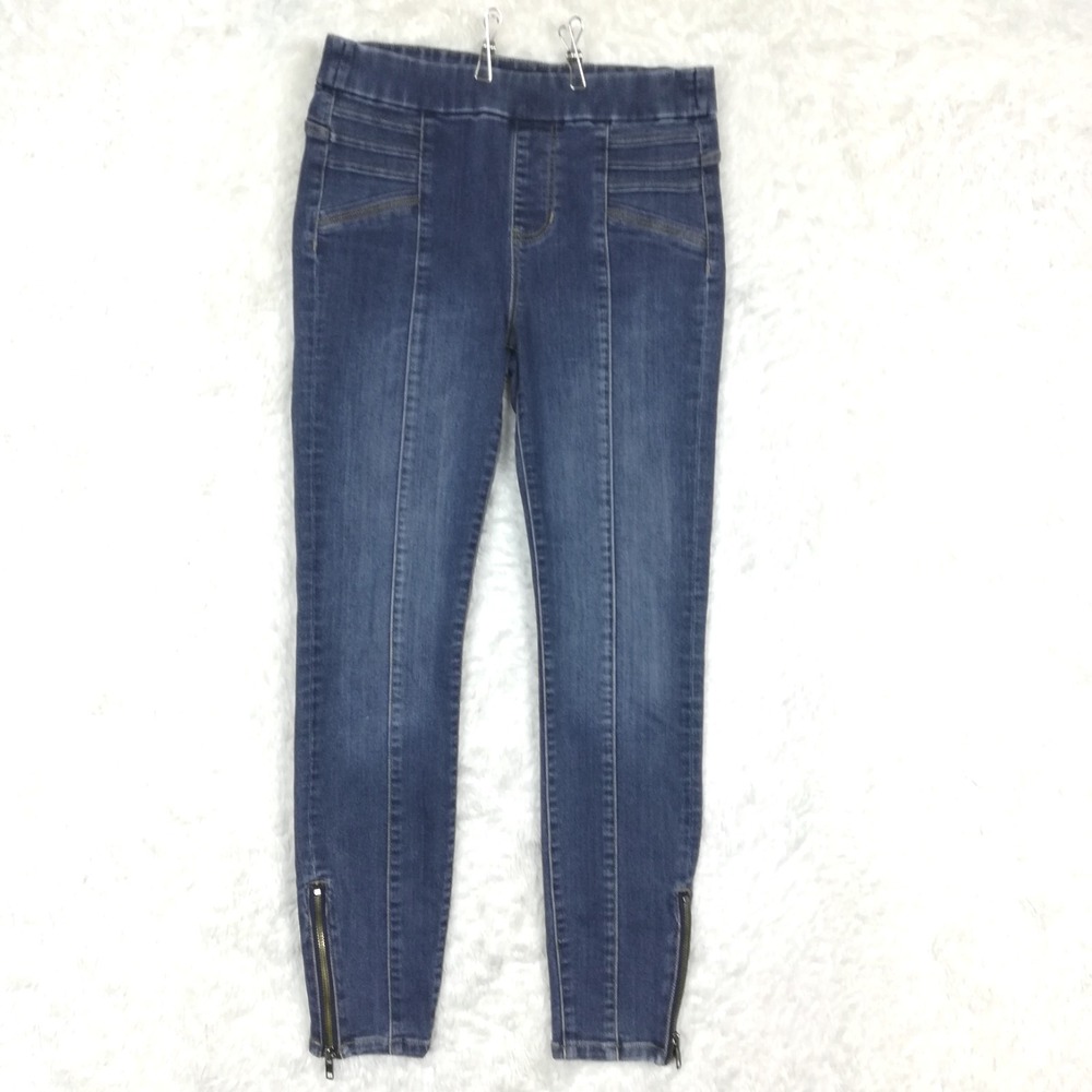 Liverpool Womens Jeans The Pull On Moto Jegging Blue Denim Mid Rise Pintuck 2